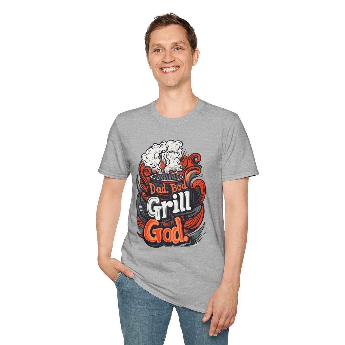 Dad, Bod Grill God T-Shirt | Father's Day Gift | Unisex Tee for Dads | Comfortable Casual Wear | Gift for Dad | Fire Theme