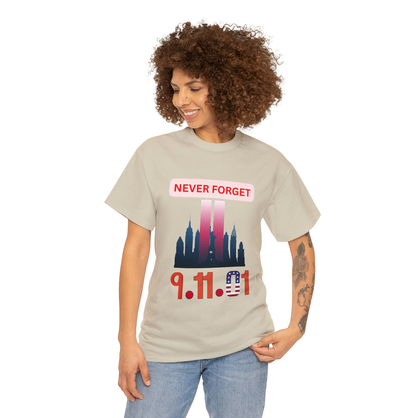 Unisex Heavy Cotton Tee- Never Forget 9/11/01