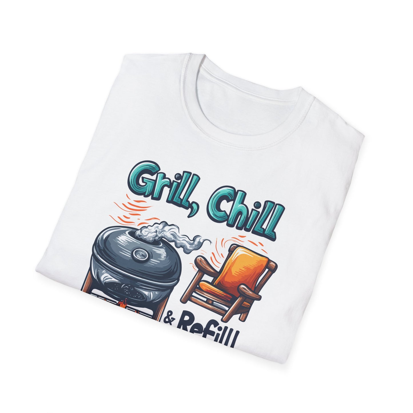 Grill, Chill With Coffee T-Shirt | Father's Day Gift | Unisex Tee for Dads | Comfortable Casual Wear | Gift for Dad | Fire Theme