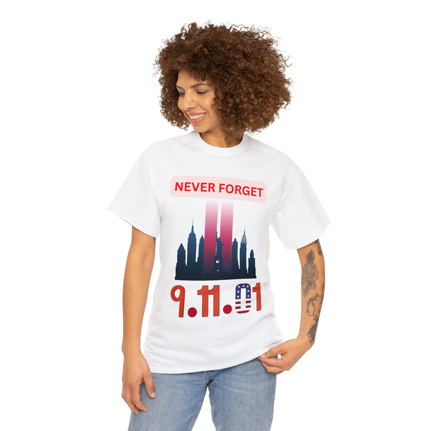 Unisex Heavy Cotton Tee- Never Forget 9/11