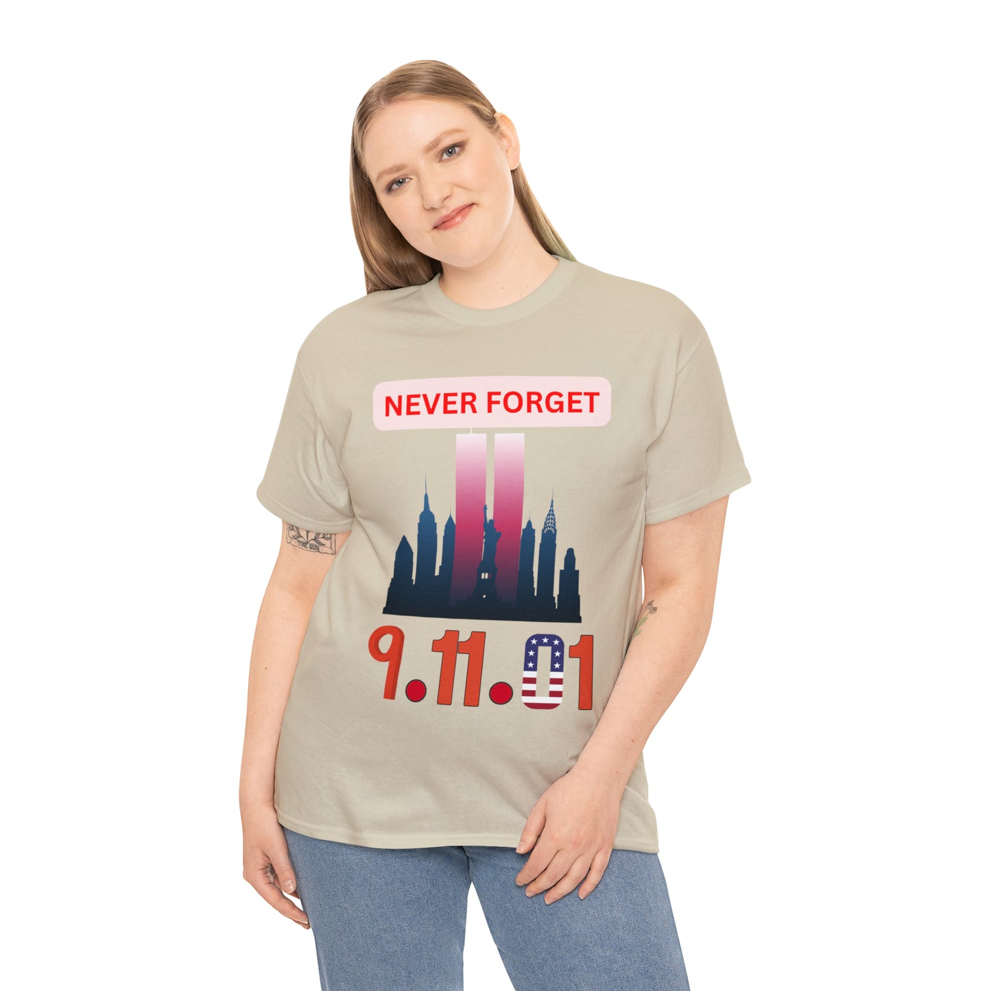 Unisex Heavy Cotton Tee- Never Forget 9/11