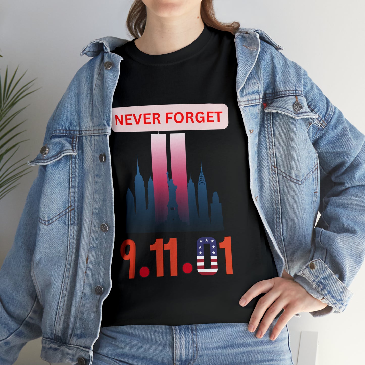 Unisex Heavy Cotton Tee- Never Forget 9/11/01