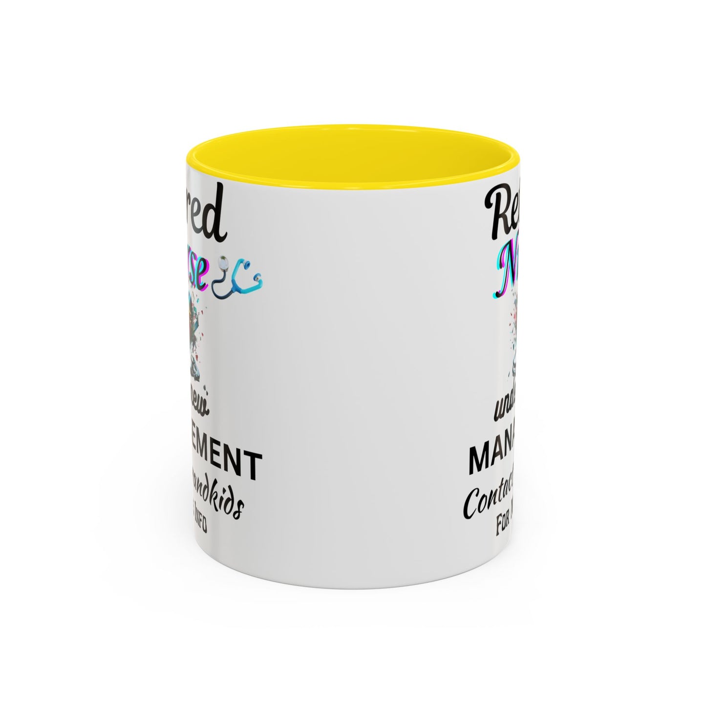 Retired Nurse Coffee Mug, Fun Gift for Retirement, Personalized Mug for Nurses, Coffee Cup for Grandkids Contact, Perfect for Holidays