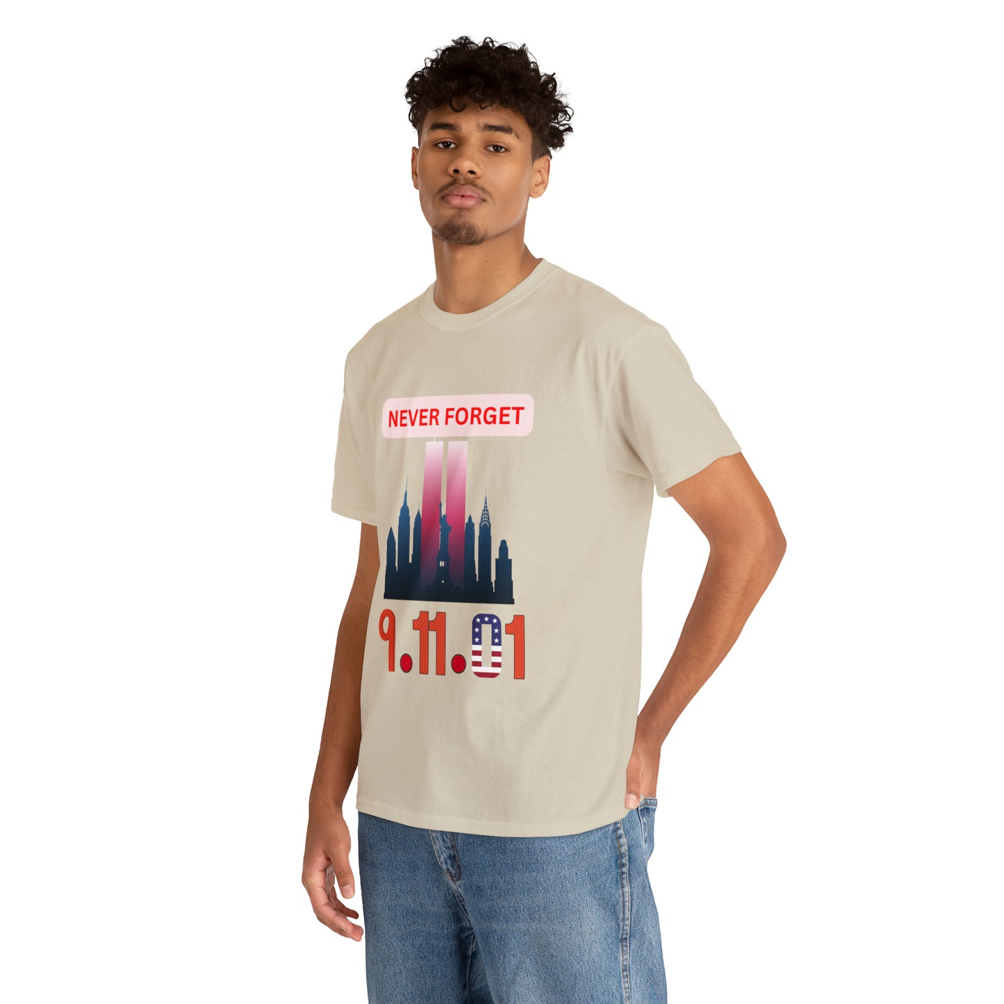 Unisex Heavy Cotton Tee- Never Forget 9/11/01