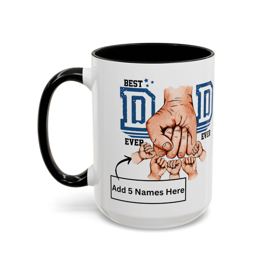 Best Dad Ever 5-kids Accent Coffee Mug | Father's Day Gift, Dad Mug, Coffee Lover Gift, Family Appreciation, Unique Drinking Cup