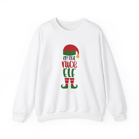 I'm the Nice Elf Unisex Heavy Blend Crewneck Sweatshirt, Funny T-shirt, Christmas Shirt, Christmas Slogan Shirts, Christmas Sweater, Santa Shirt