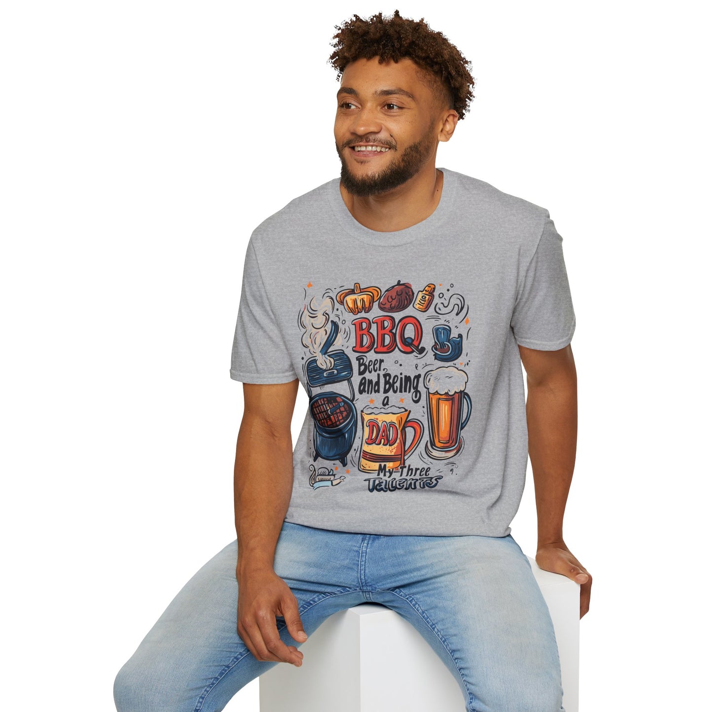 BBQ Beer and Being A Dad T-Shirt | Father's Day Gift | Unisex Tee for Dads | Comfortable Casual Wear | Gift for Dad | Fire Theme
