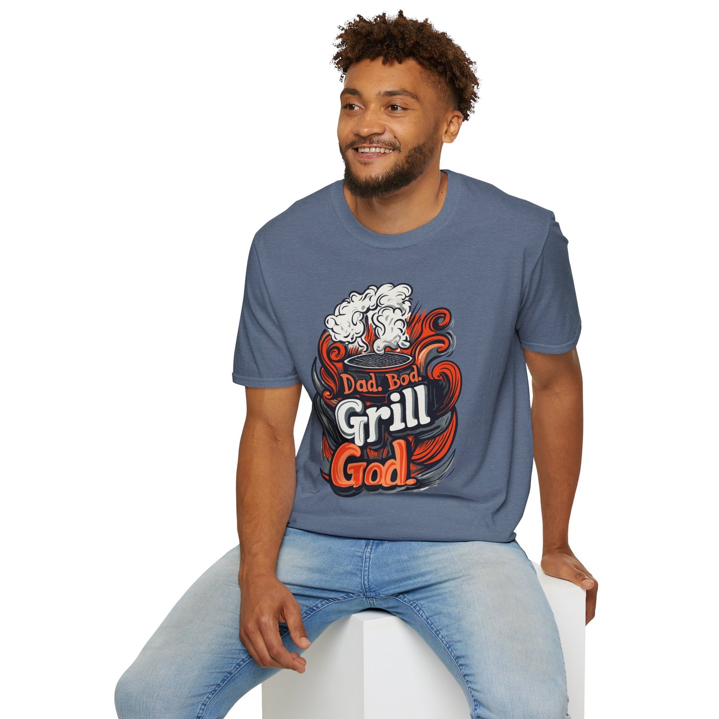 Dad, Bod Grill God T-Shirt | Father's Day Gift | Unisex Tee for Dads | Comfortable Casual Wear | Gift for Dad | Fire Theme