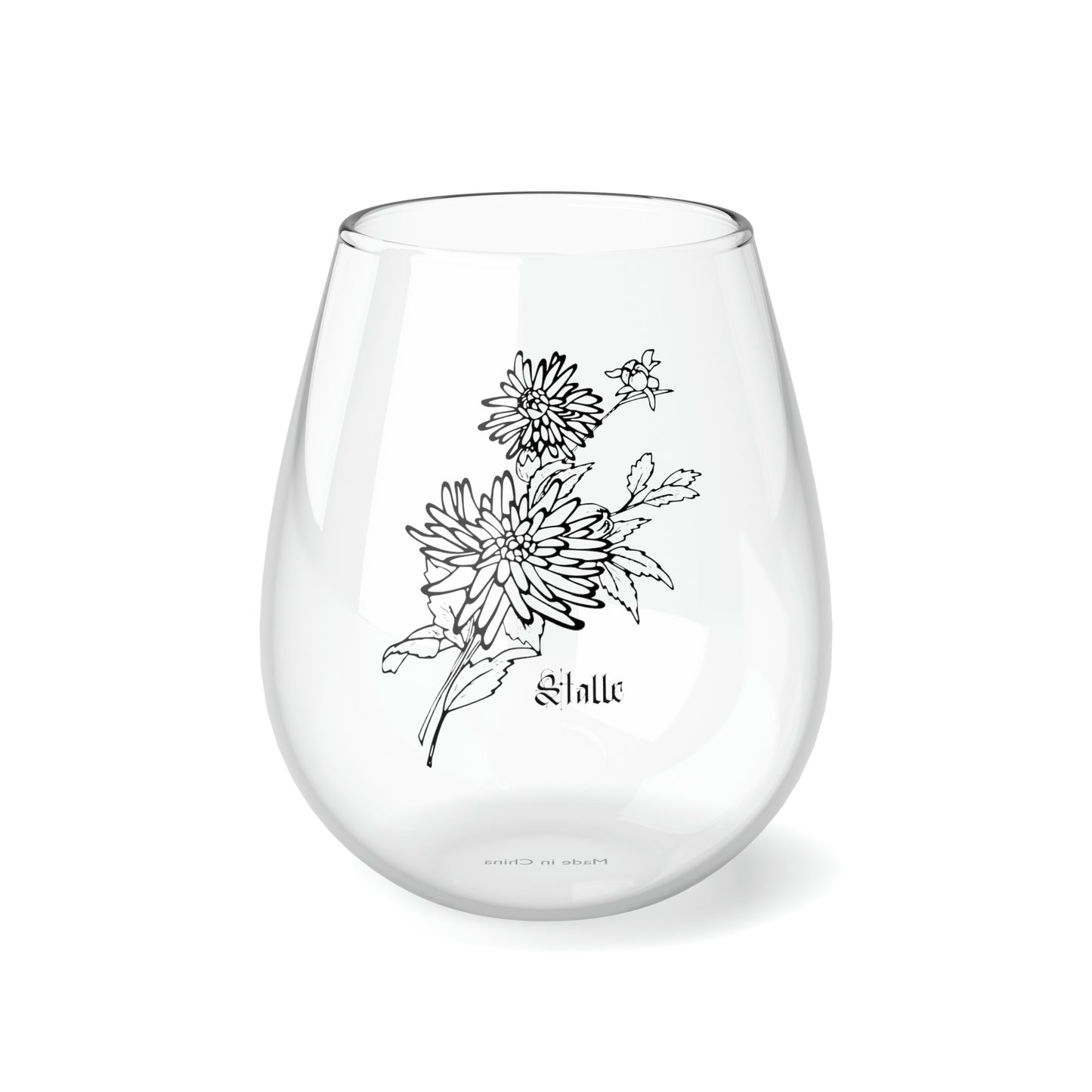 November PERSONALIZED Birth Flower Wine Glass, Birth Flower Gifts, Birth Flower wine glass, Birth Flower Gifts for Women, Gift for coworker, sister gift, birthday gift, Valentine gift, Stemless Wine Glass, 11.75oz