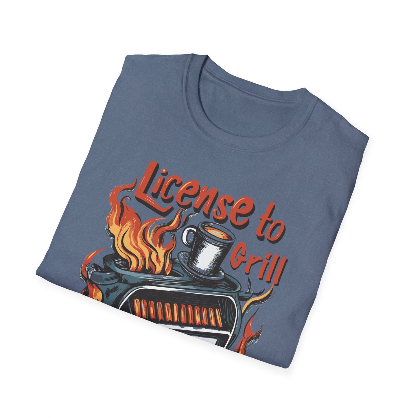 License to Grill T-Shirt | Father's Day Gift | Unisex Tee for Dads | Comfortable Casual Wear | Gift for Dad | Fire Theme