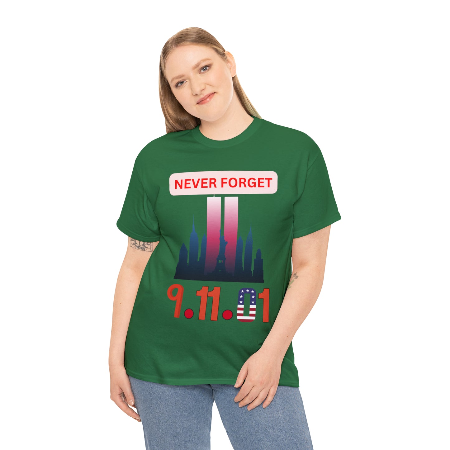 Unisex Heavy Cotton Tee- Never Forget 9/11