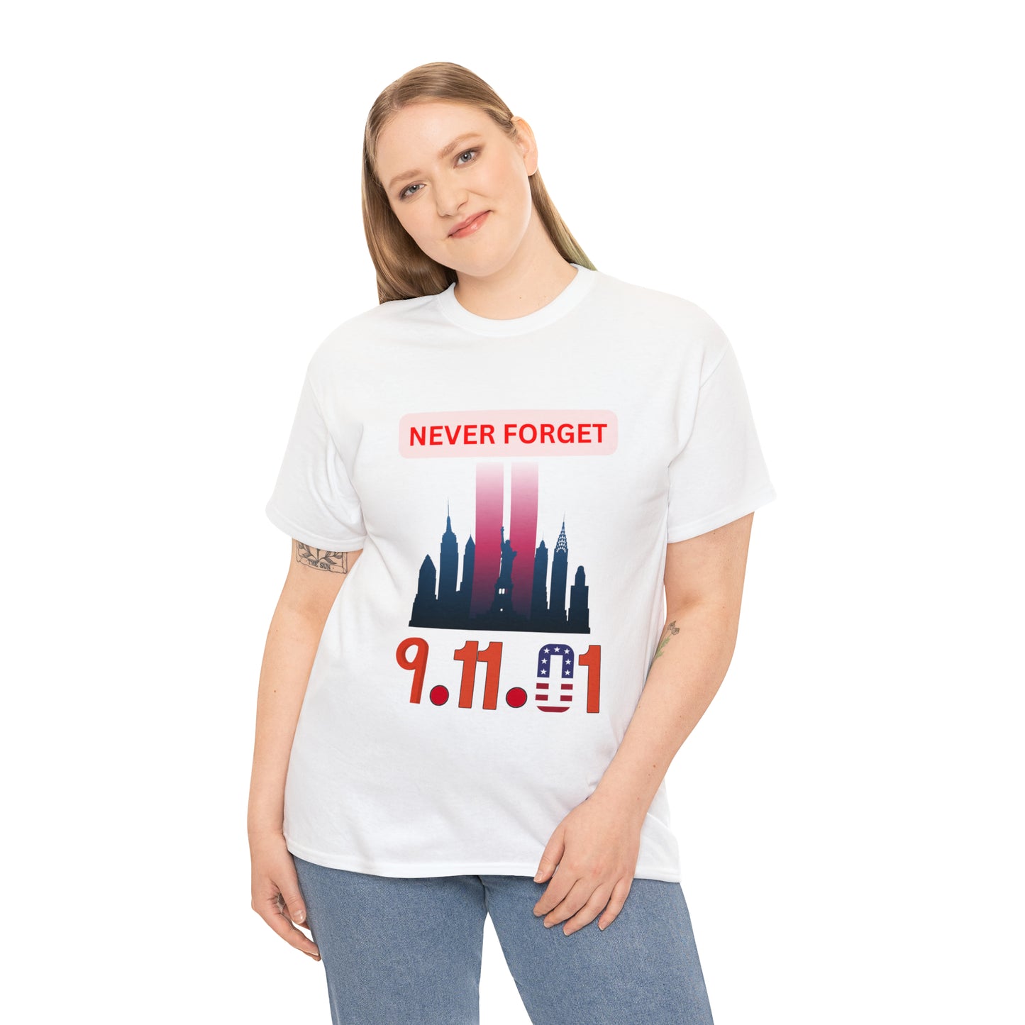 Unisex Heavy Cotton Tee- Never Forget 9/11/01