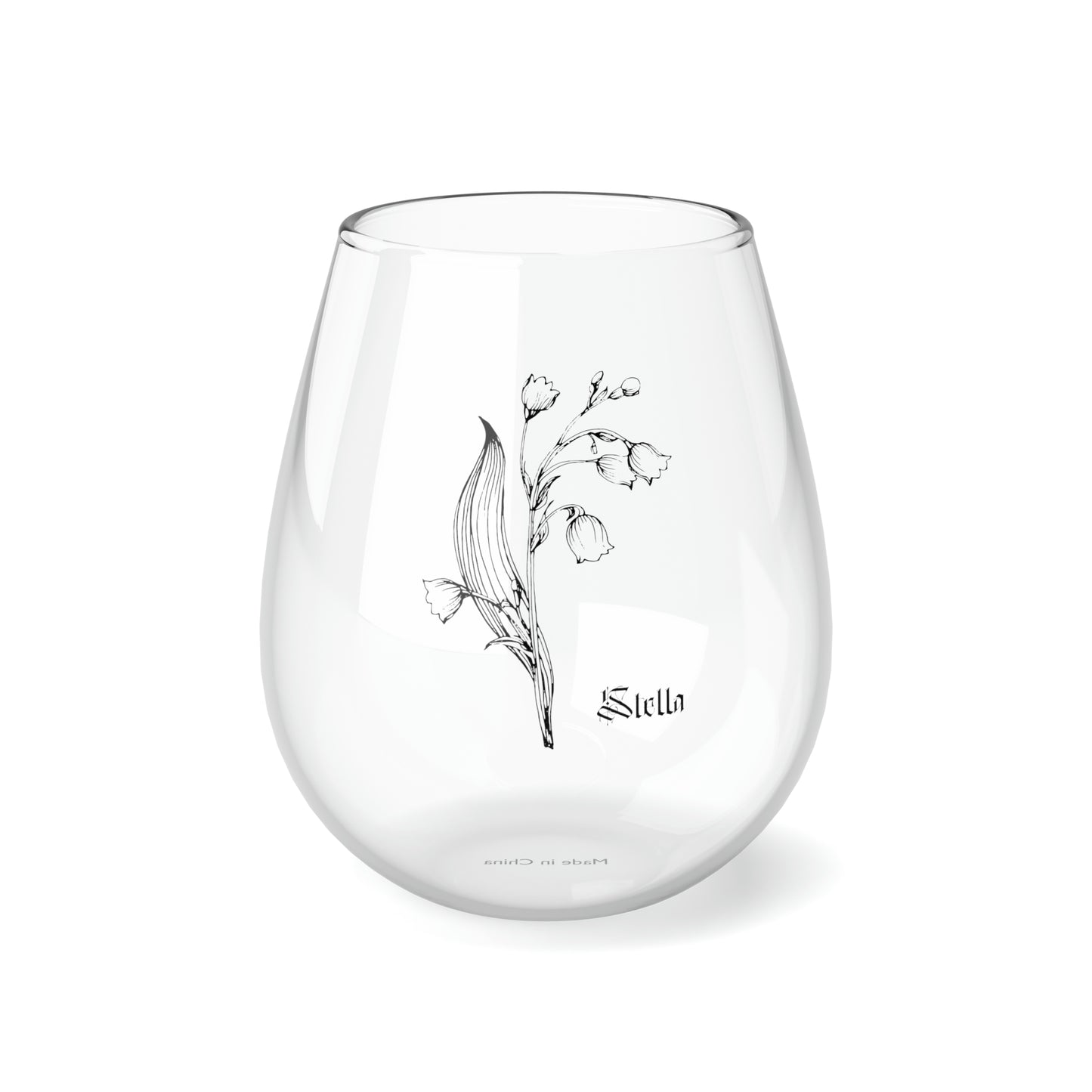 May PERSONALIZED Birth Flower Wine Glass, Birth Flower Gifts, Birth Flower wine glass, Birth Flower Gifts for Women, Gift for coworker, sister gift, birthday gift, Valentine gift, Stemless Wine Glass, 11.75oz