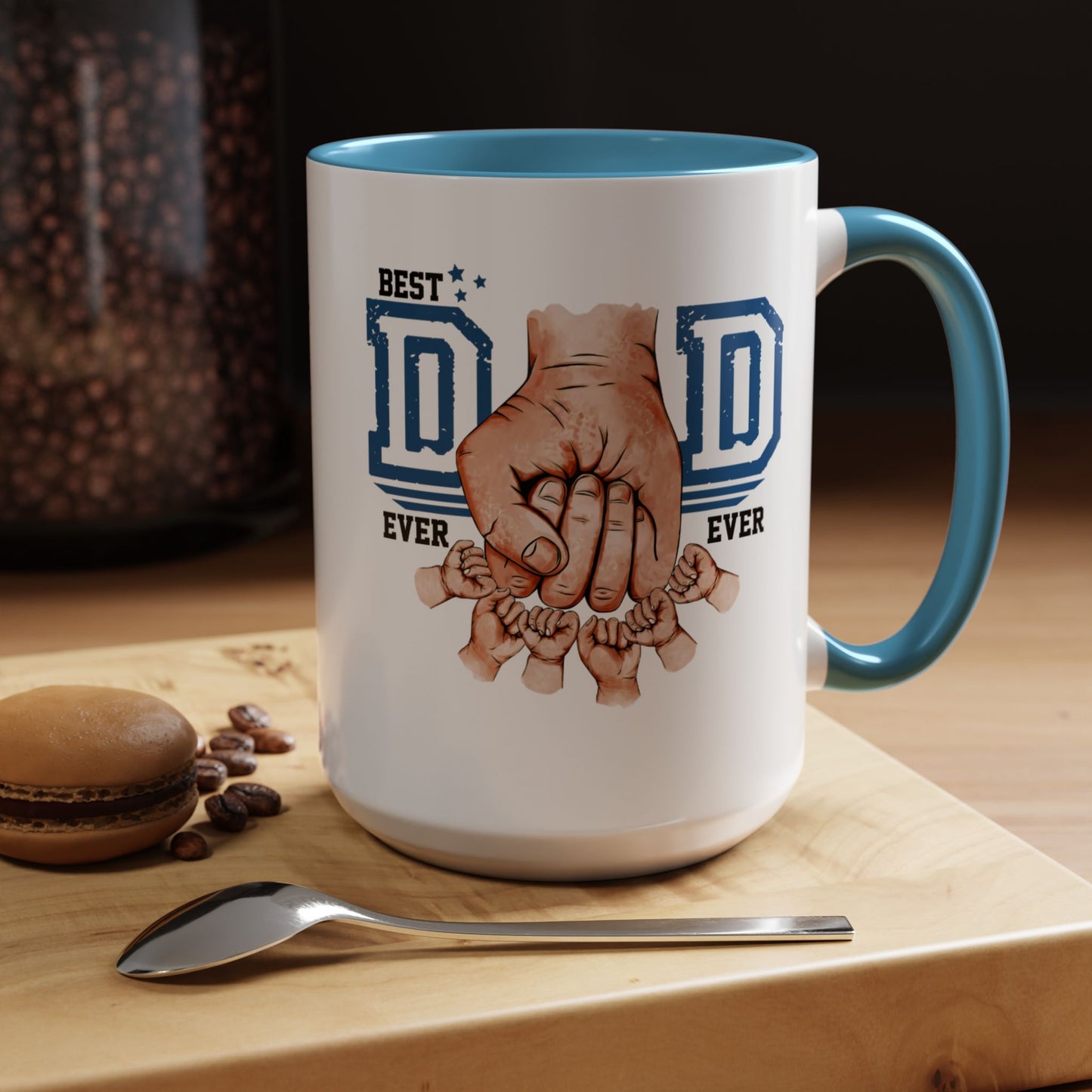 6 kids Personalized Accent Mug - Vibrant Color Contrast Coffee Mug for Coffee Lovers and Dads