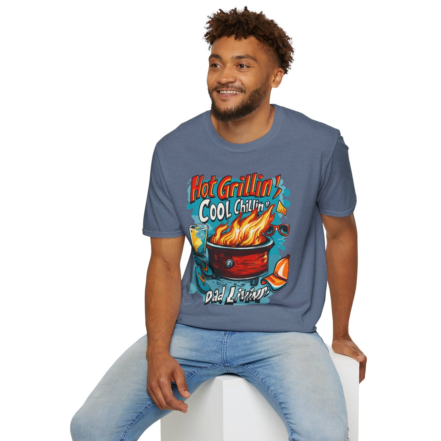 Hot Grillin Cool Chillin Cool Dad T-Shirt | Father's Day Gift | Unisex Tee for Dads | Comfortable Casual Wear | Gift for Dad | Fire Theme