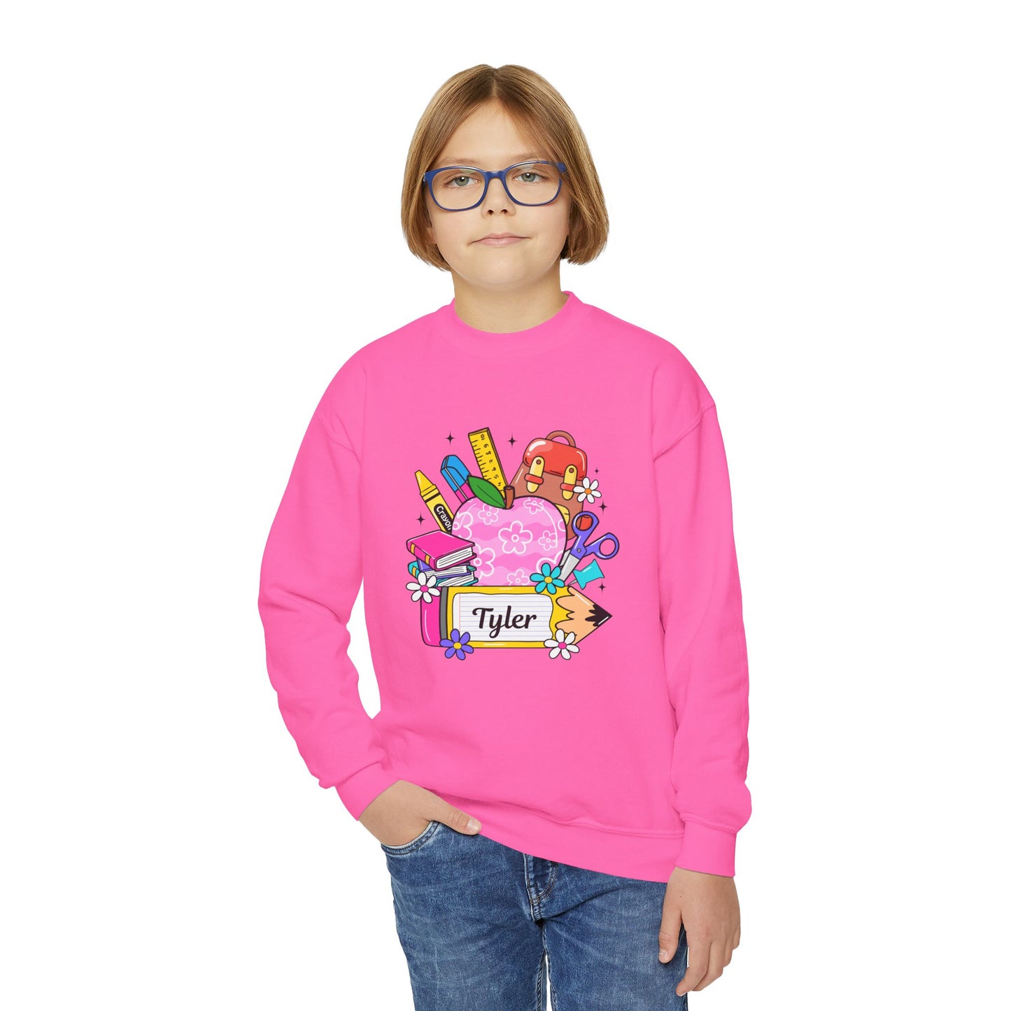 Custom name unisex alphabet sweatshirt for youth, toddlers & adults. Toddler and preschool gift, First Day Of School, fun shirt for youth