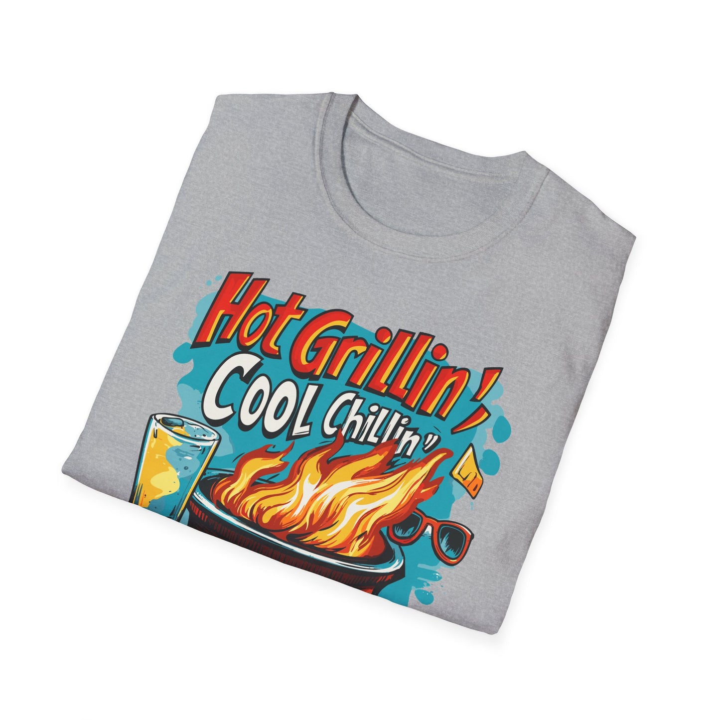 Hot Grillin Cool Chillin Cool Dad T-Shirt | Father's Day Gift | Unisex Tee for Dads | Comfortable Casual Wear | Gift for Dad | Fire Theme
