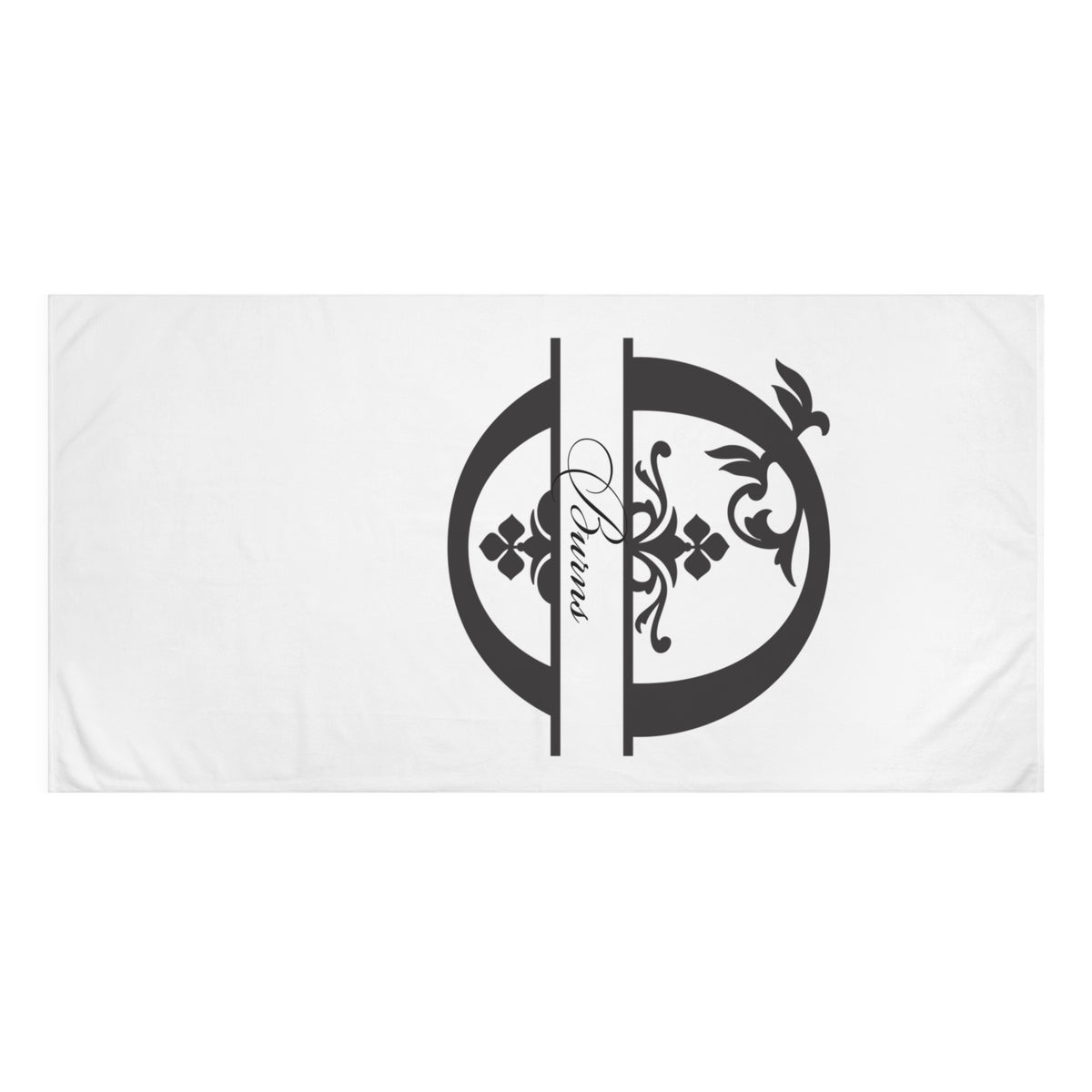 Monogram O Floral Bath Towel — Personalized "Burns" Script Design