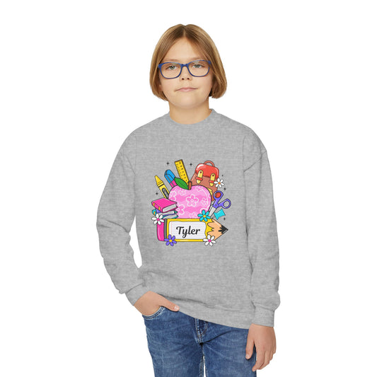 Custom name unisex alphabet sweatshirt for youth, toddlers & adults. Toddler and preschool gift, First Day Of School, fun shirt for youth