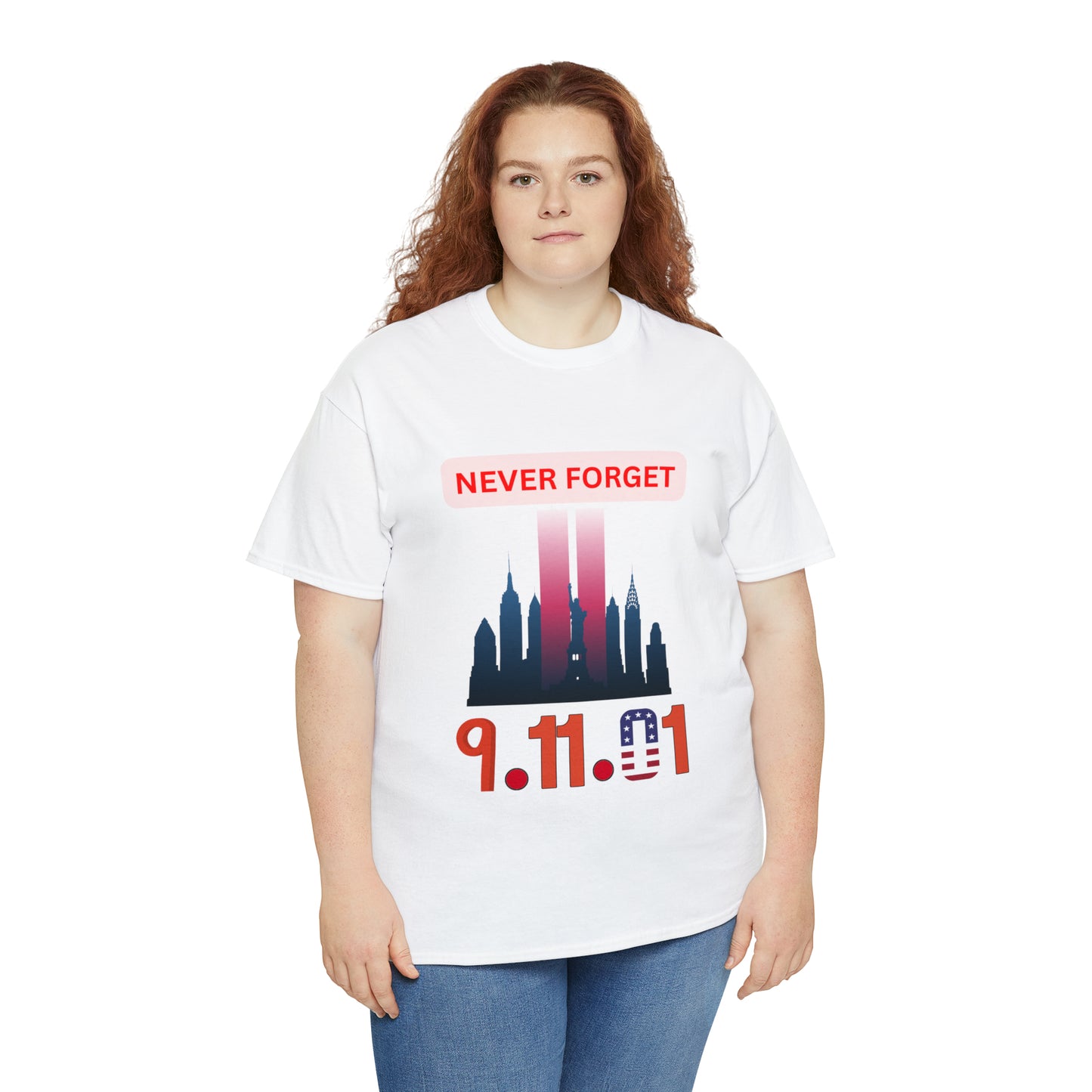 Unisex Heavy Cotton Tee- Never Forget 9/11/01