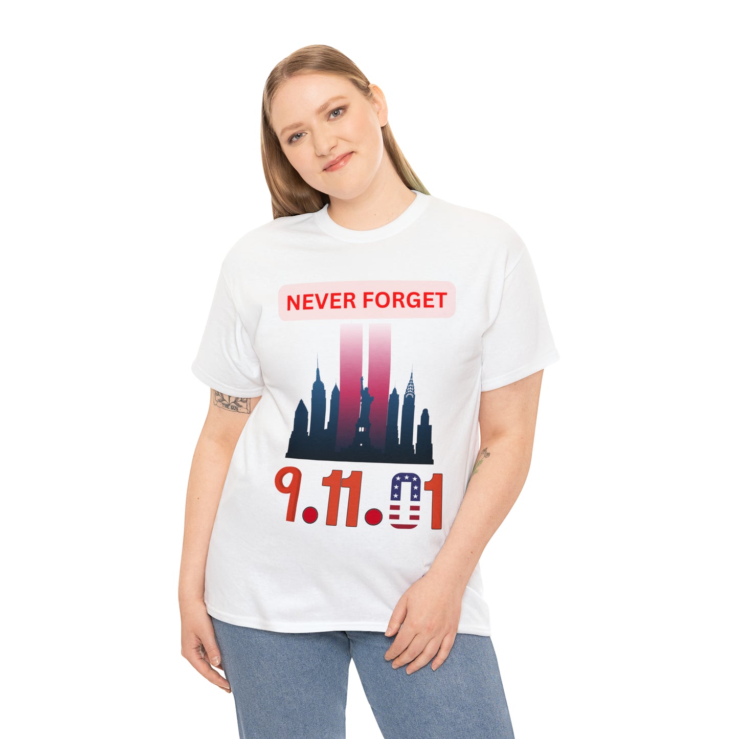 Unisex Heavy Cotton Tee- Never Forget 9/11