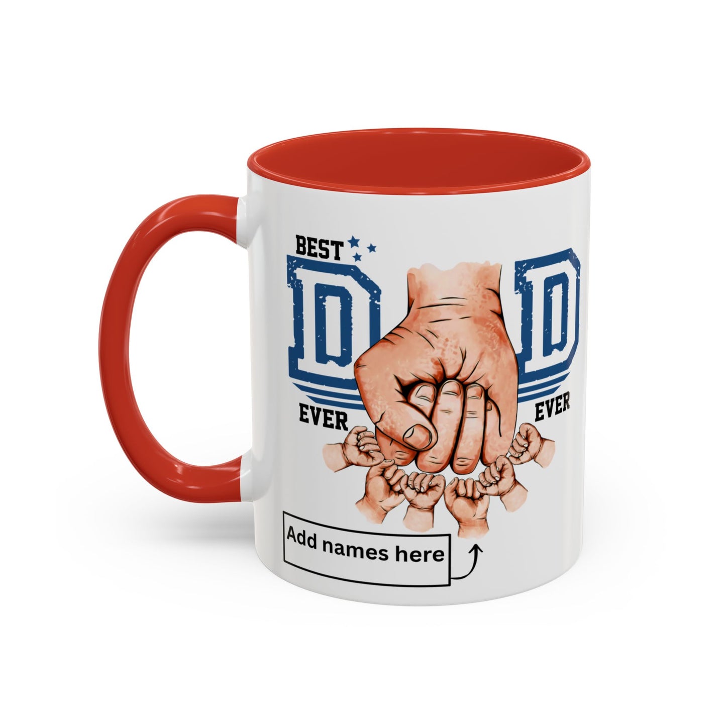 6 kids Personalized Accent Mug - Vibrant Color Contrast Coffee Mug for Coffee Lovers and Dads