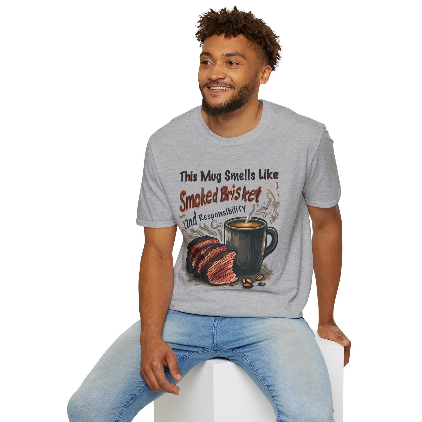 This Mug Smells Like Smoked Brisket T-Shirt | Father's Day Gift | Unisex Tee for Dads | Comfortable Casual Wear | Gift for Dad | Fire Theme