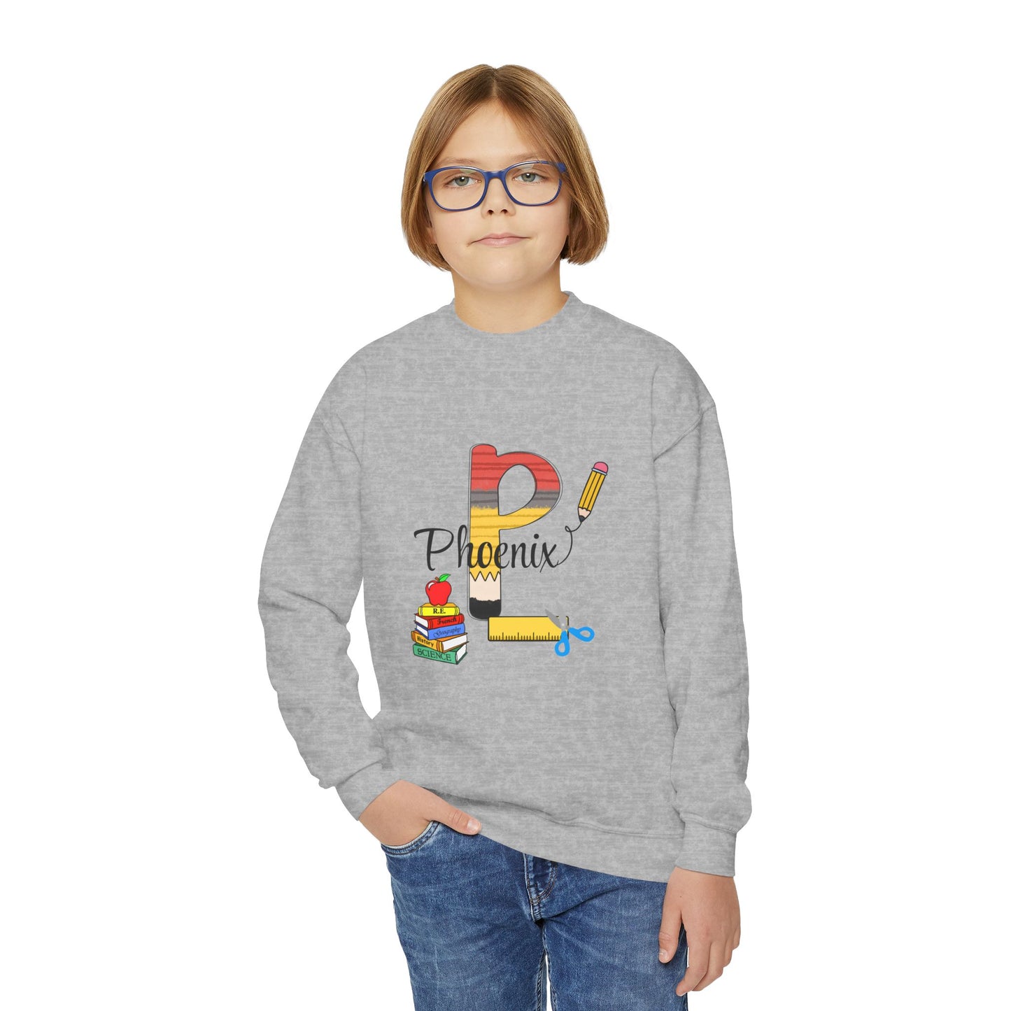 Custom name unisex alphabet sweatshirt for youth, toddlers & adults. Toddler and preschool gift, First Day Of School, fun shirt for youth