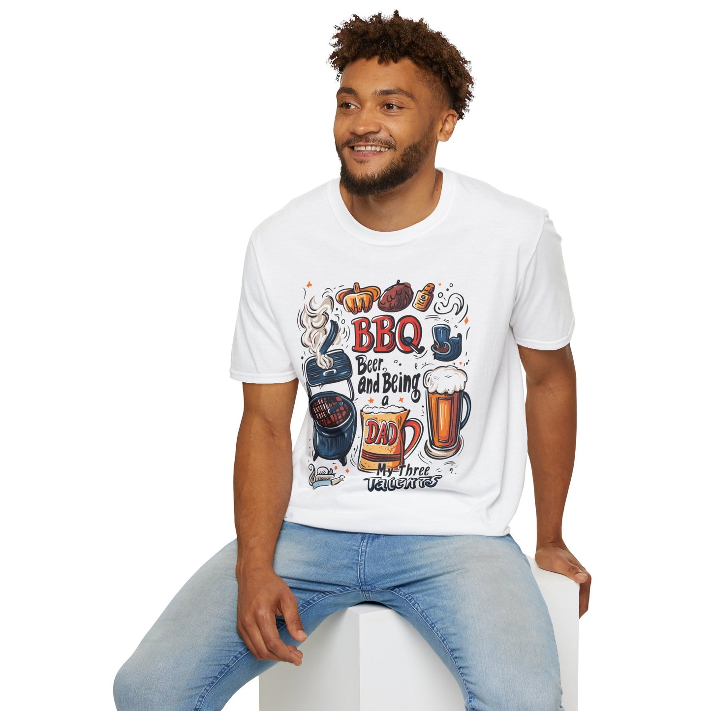 BBQ Beer and Being A Dad T-Shirt | Father's Day Gift | Unisex Tee for Dads | Comfortable Casual Wear | Gift for Dad | Fire Theme