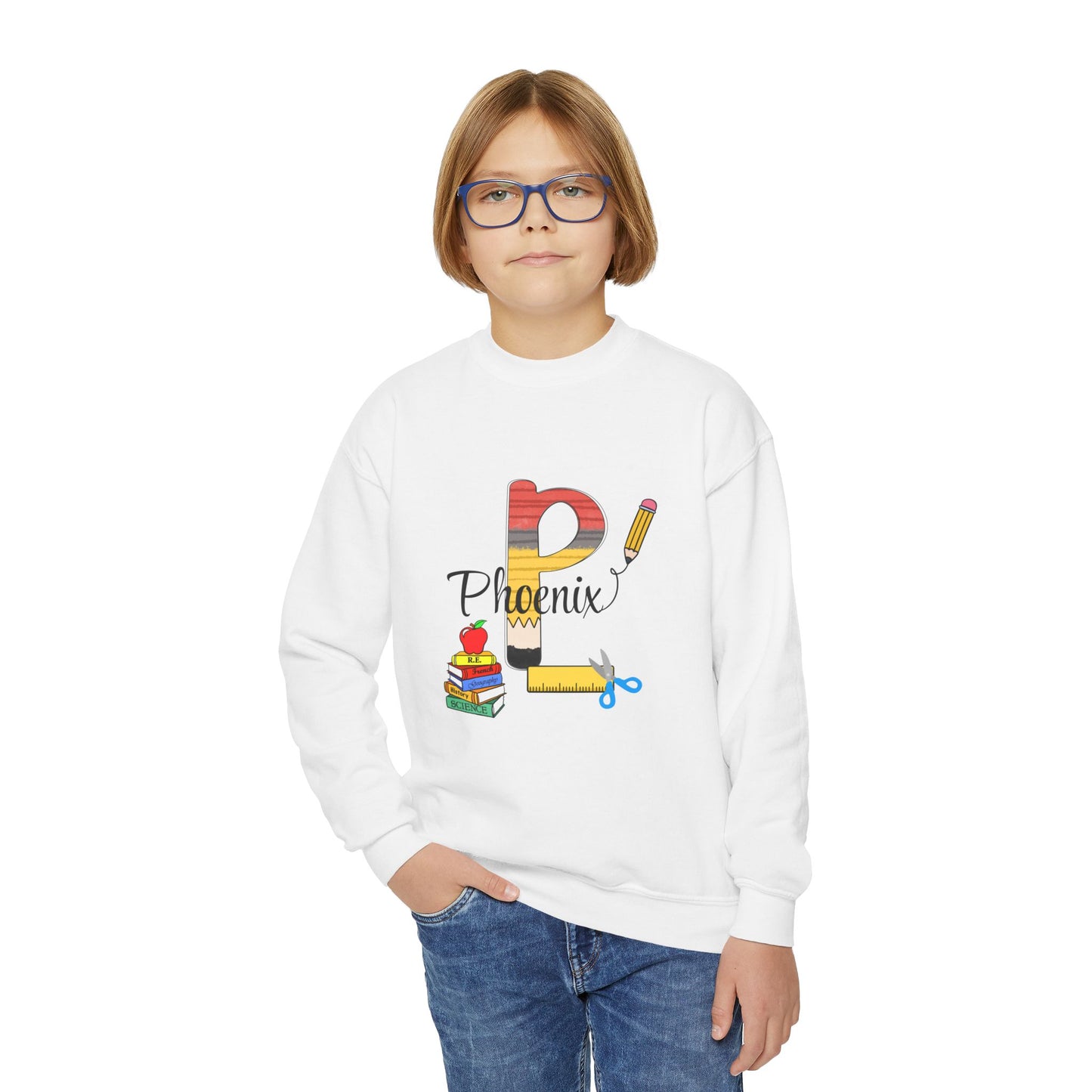 Custom name unisex alphabet sweatshirt for youth, toddlers & adults. Toddler and preschool gift, First Day Of School, fun shirt for youth