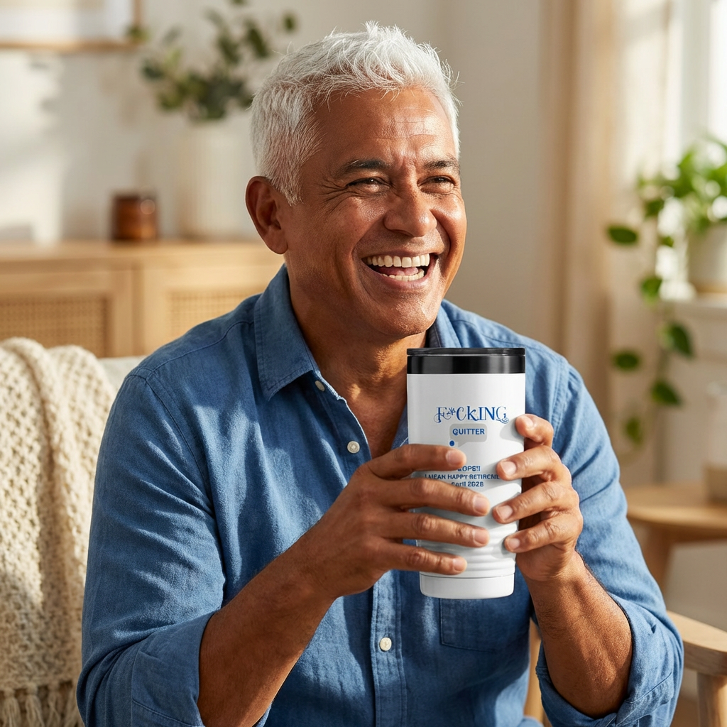 20oz Insulated Tumbler — “F*cking Quitter” Funny Retirement Travel Mug (I Mean Happy Retirement, April 2026)