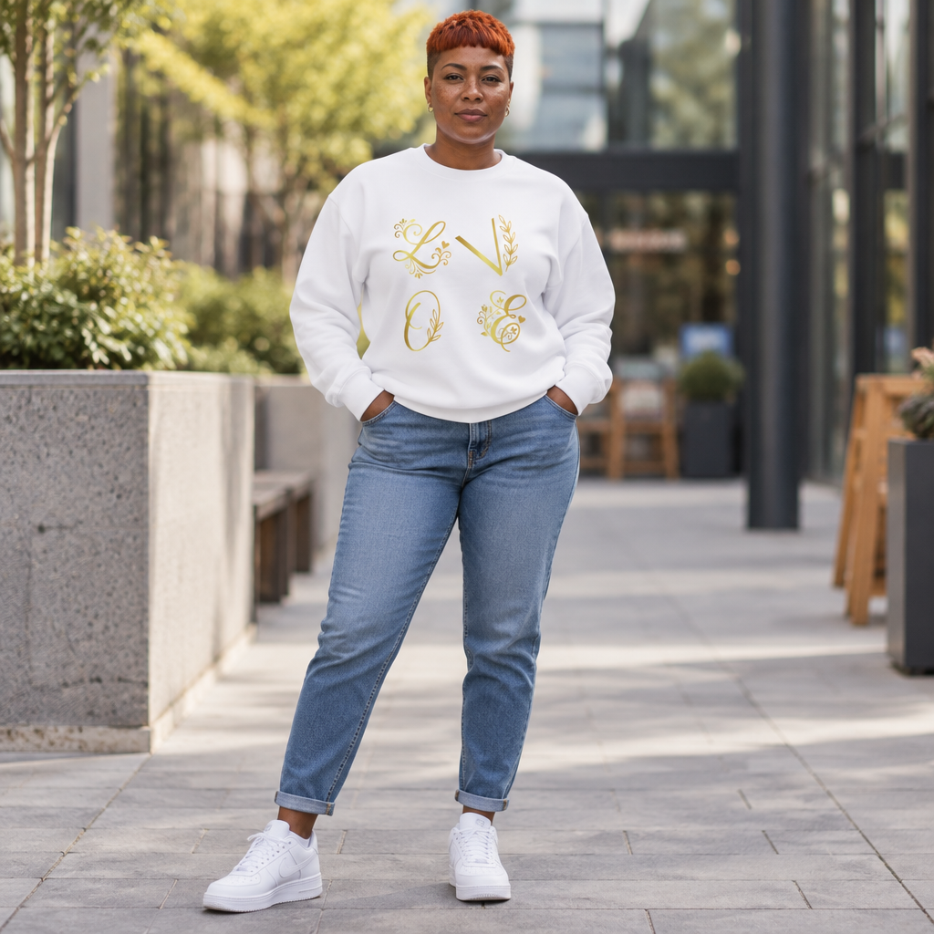 Elegant Gold Monogram Lightweight Sweatshirt
