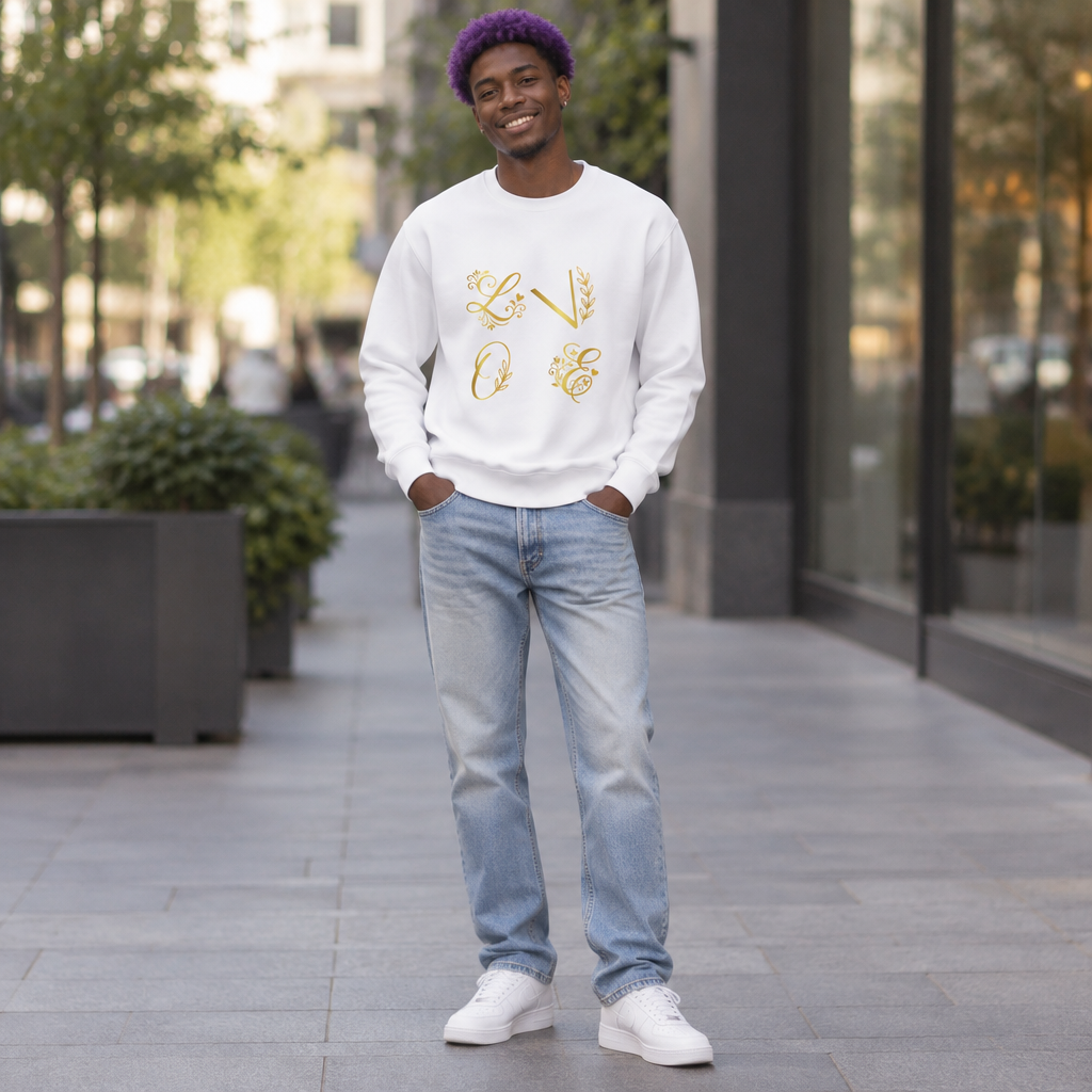 Elegant Gold Monogram Lightweight Sweatshirt