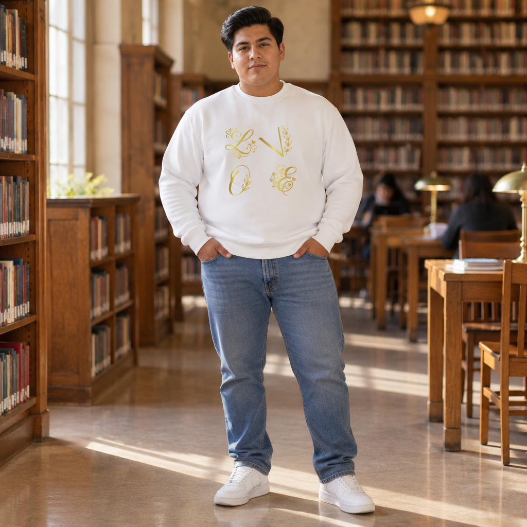 Elegant Gold Monogram Lightweight Sweatshirt