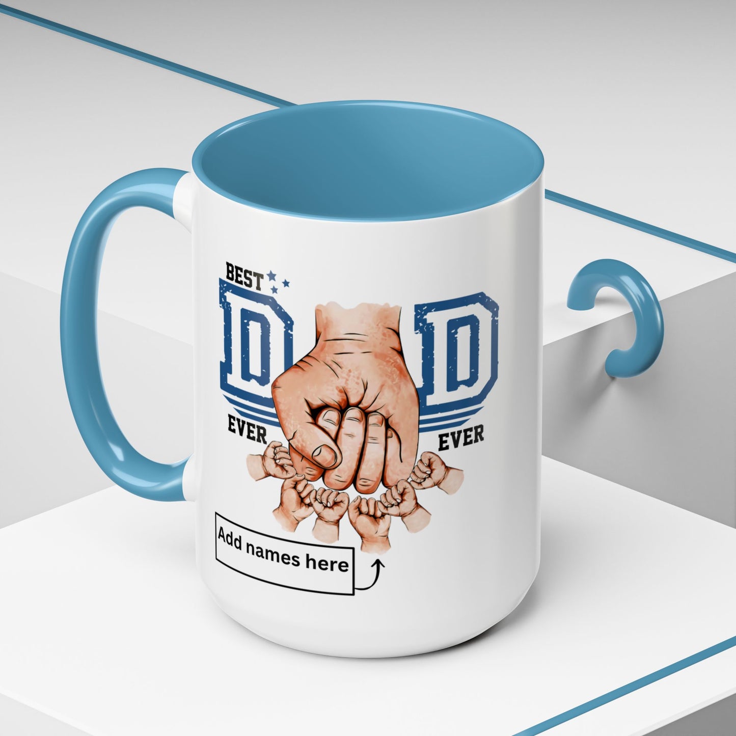 6 kids Personalized Accent Mug - Vibrant Color Contrast Coffee Mug for Coffee Lovers and Dads