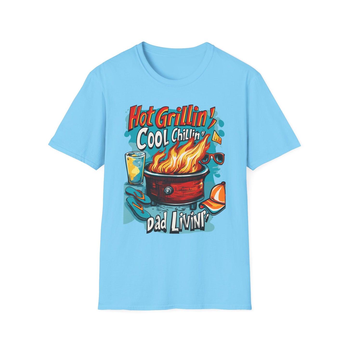 Hot Grillin Cool Chillin Cool Dad T-Shirt | Father's Day Gift | Unisex Tee for Dads | Comfortable Casual Wear | Gift for Dad | Fire Theme