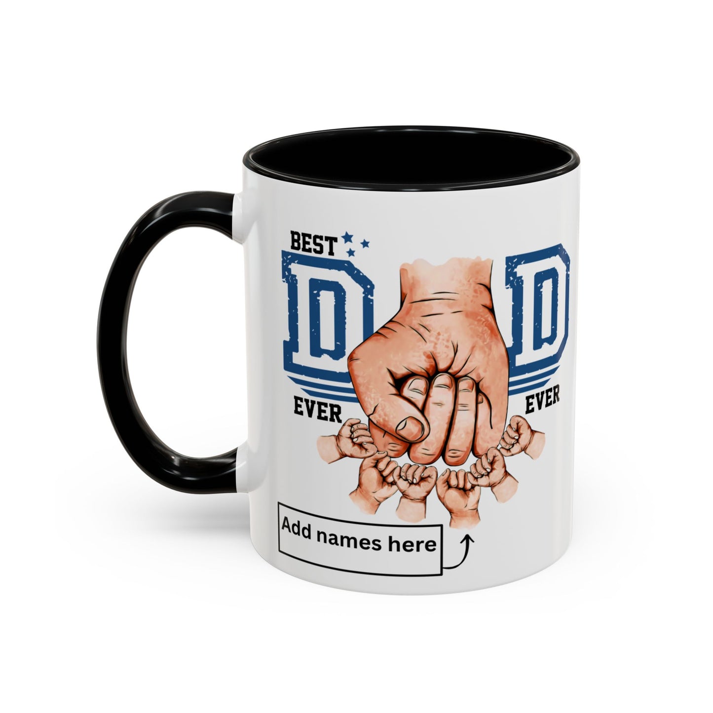 6 kids Personalized Accent Mug - Vibrant Color Contrast Coffee Mug for Coffee Lovers and Dads