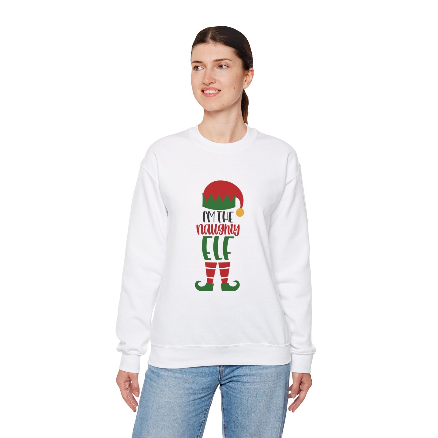 I'm the Naughty Elf Unisex Heavy Blend Crewneck Sweatshirt, Funny T-shirt, Christmas Shirt, Christmas Slogan Shirts, Christmas Sweater, Santa Shirt