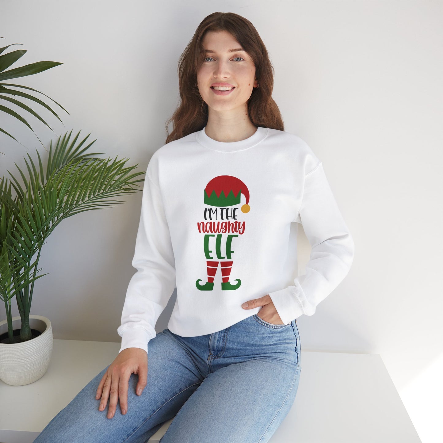 I'm the Naughty Elf Unisex Heavy Blend Crewneck Sweatshirt, Funny T-shirt, Christmas Shirt, Christmas Slogan Shirts, Christmas Sweater, Santa Shirt