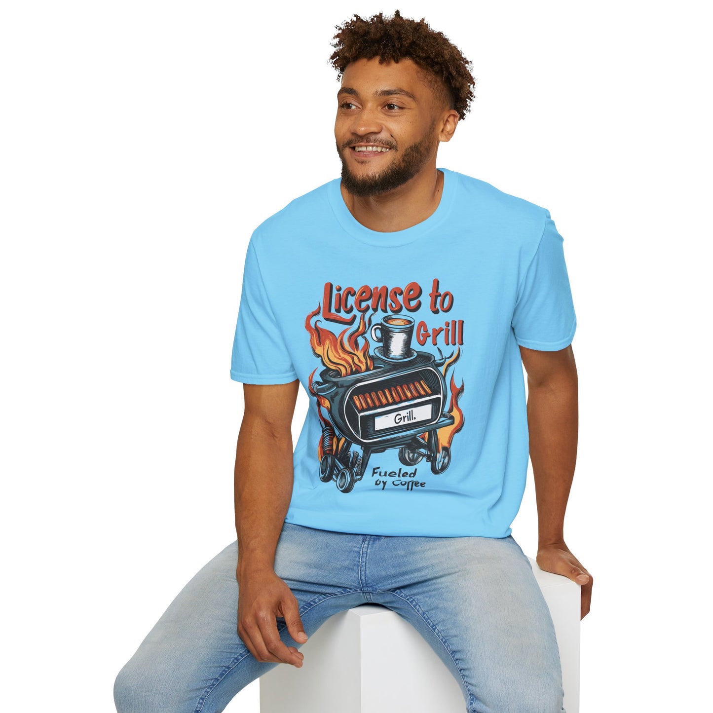 License to Grill T-Shirt | Father's Day Gift | Unisex Tee for Dads | Comfortable Casual Wear | Gift for Dad | Fire Theme