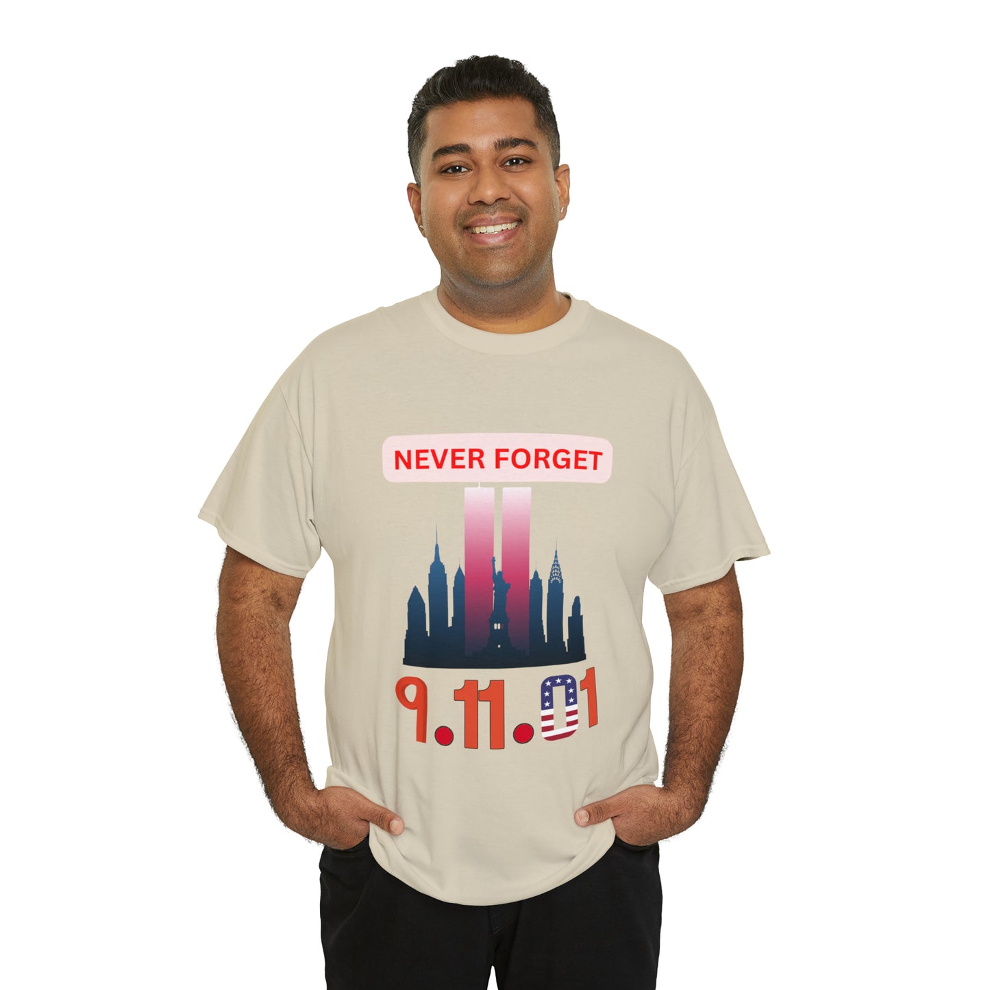 Unisex Heavy Cotton Tee- Never Forget 9/11/01