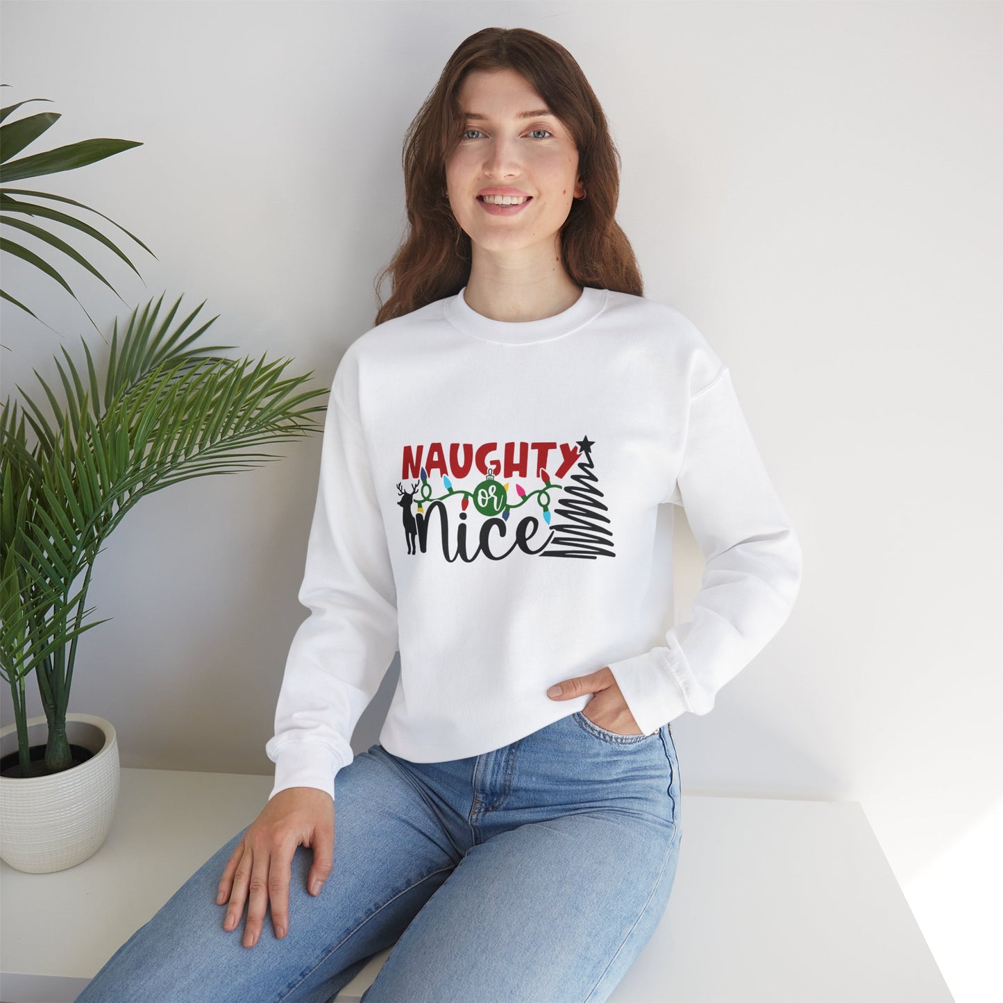 Naughty or Nice Unisex Heavy Blend Crewneck Sweatshirt, Funny T-shirt, Christmas Shirt, Christmas Slogan Shirts, Christmas Sweater, Santa Shirt