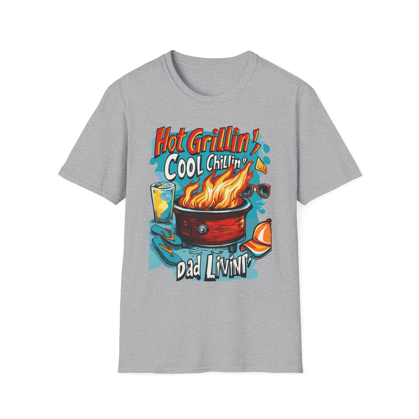 Hot Grillin Cool Chillin Cool Dad T-Shirt | Father's Day Gift | Unisex Tee for Dads | Comfortable Casual Wear | Gift for Dad | Fire Theme