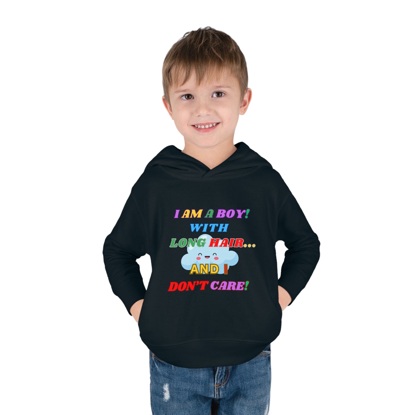 Toddler Hoodie - Boy with Long Hair Design