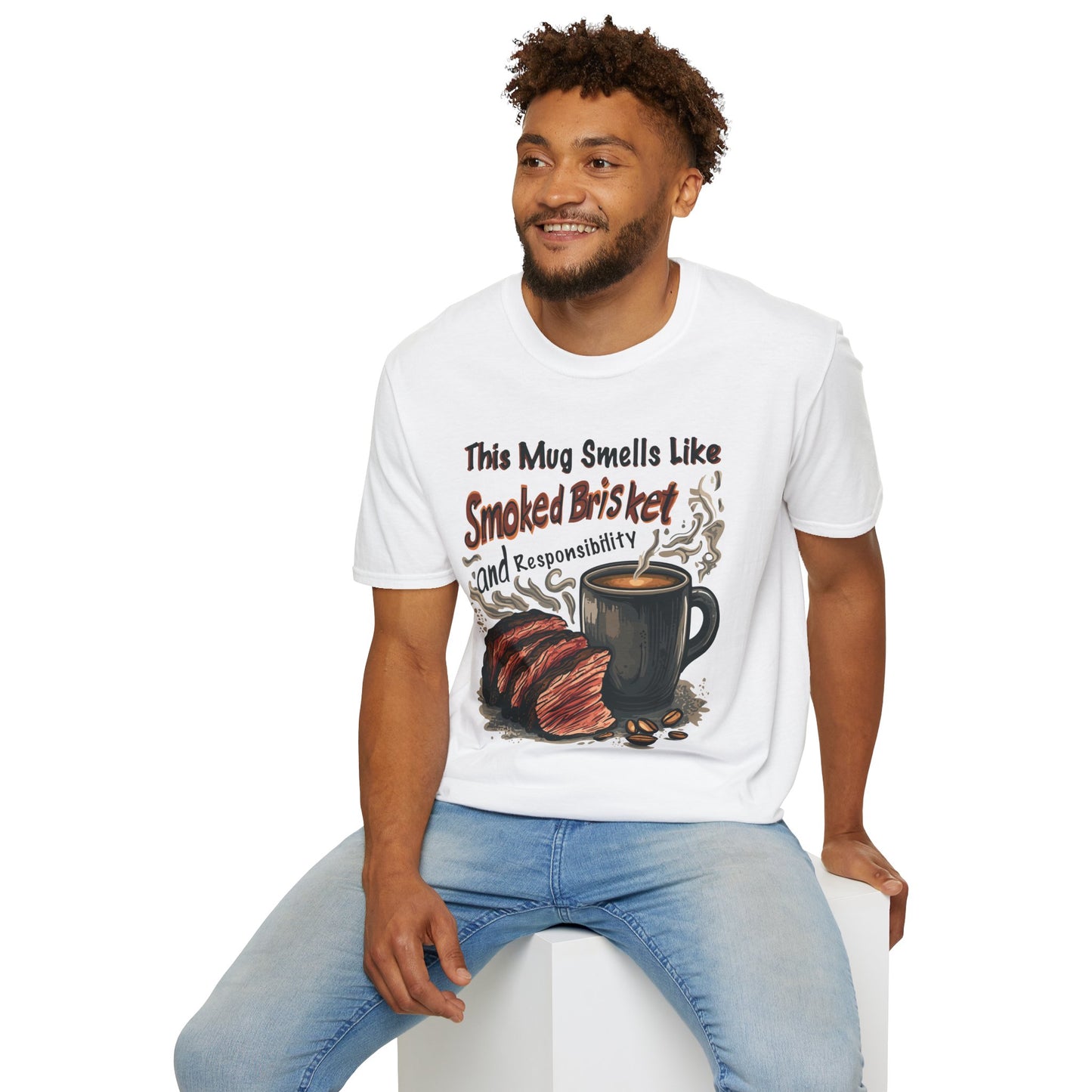 This Mug Smells Like Smoked Brisket T-Shirt | Father's Day Gift | Unisex Tee for Dads | Comfortable Casual Wear | Gift for Dad | Fire Theme