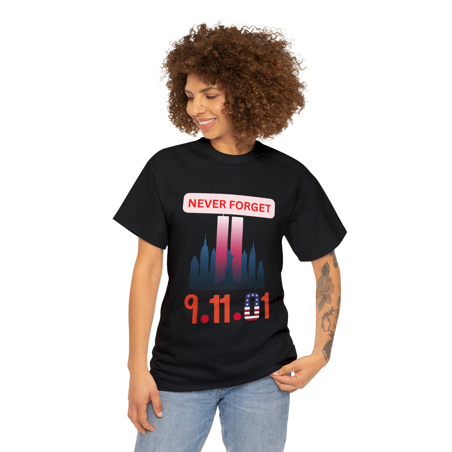 Unisex Heavy Cotton Tee- Never Forget 9/11/01