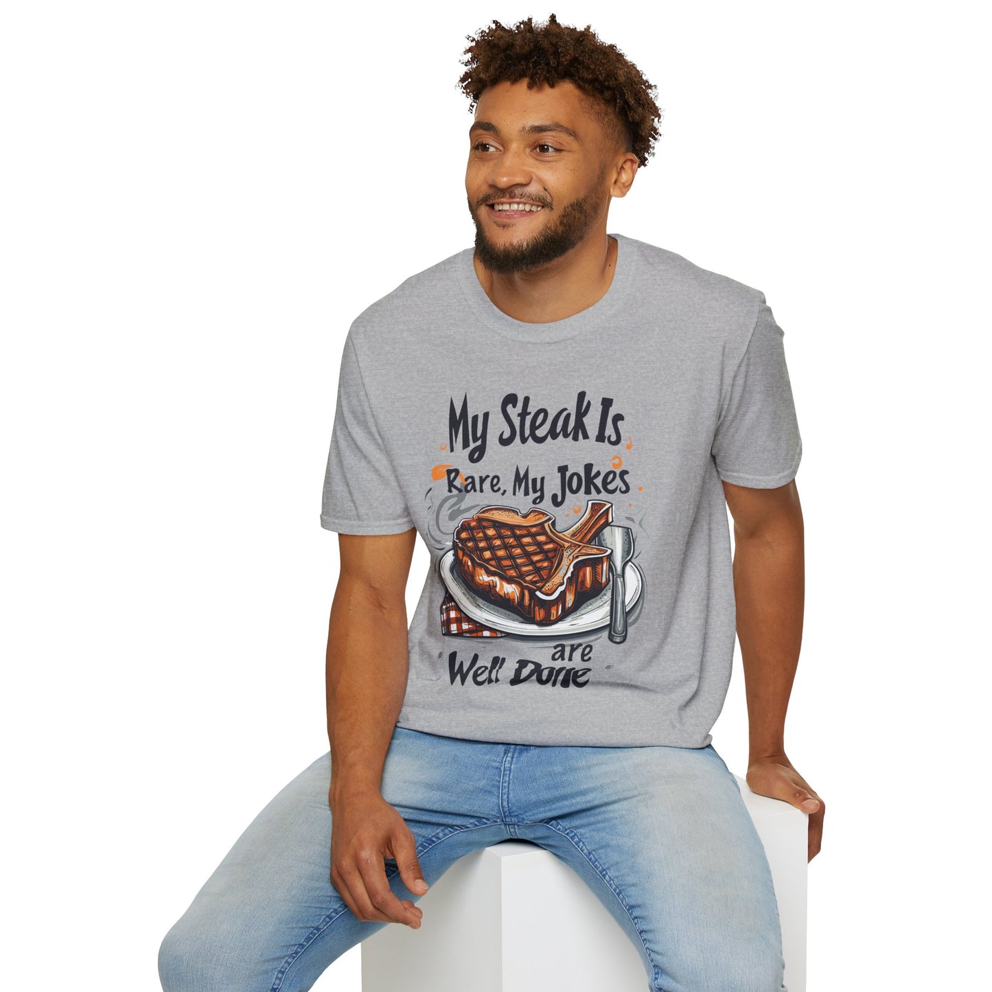 My Steak is Rare My Jokes Well Done T-Shirt | Father's Day Gift | Unisex Tee for Dads | Comfortable Casual Wear | Gift for Dad | Fire Theme