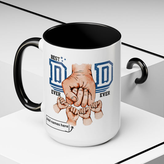 Best Dad Ever 4-kids Accent Coffee Mug | Father's Day Gift, Dad Mug, Coffee Lover Gift, Family Appreciation, Unique Drinking Cup