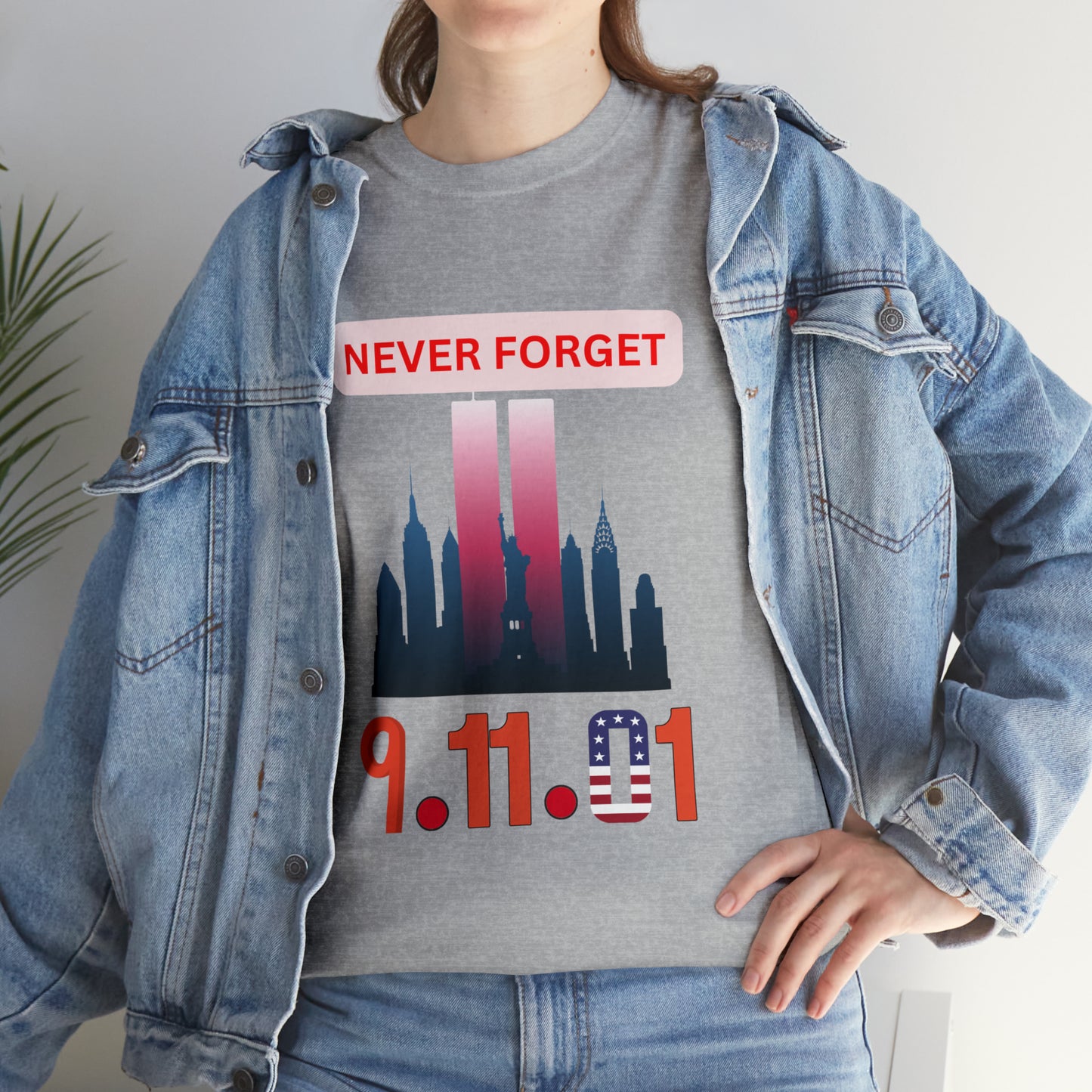 Unisex Heavy Cotton Tee- Never Forget 9/11/01