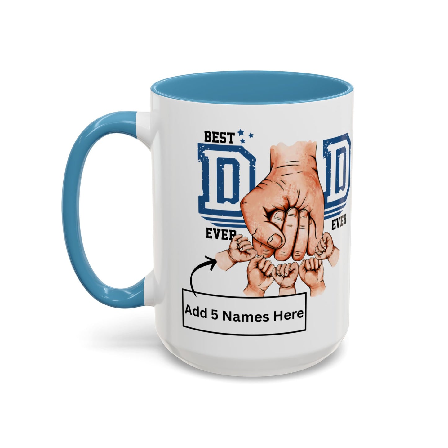 Best Dad Ever 5-kids Accent Coffee Mug | Father's Day Gift, Dad Mug, Coffee Lover Gift, Family Appreciation, Unique Drinking Cup